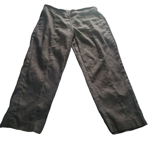 J. Jill Sz S Linen Stretch Pull on Back Elastic Crop Pants in Black 23.5" Inseam - Picture 1 of 10